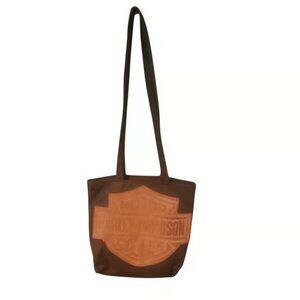 Harley-Davidson Inspired Handmade Large Faux Suede & Leather Tote Bag Brown